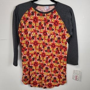 LuLaRoe Randy Small Blouse. New With Tags. 3/4 Sleeves Baseeball tee style